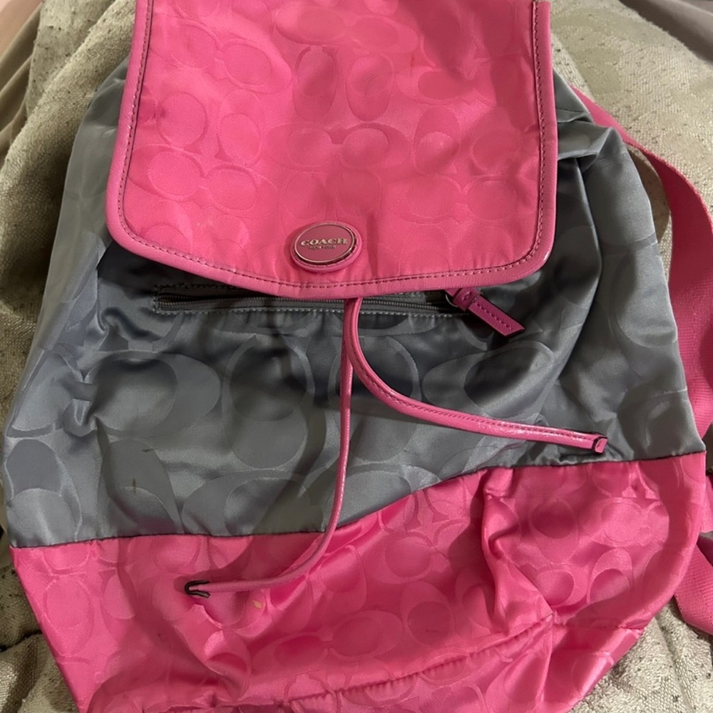 Coach Pink and Gray Sporty Backpack